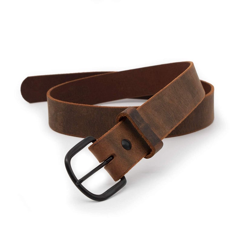 Main Street Forge Bootlegger Leather Belt | Made in USA | Brown with Black Buckle - 46 - Image 3